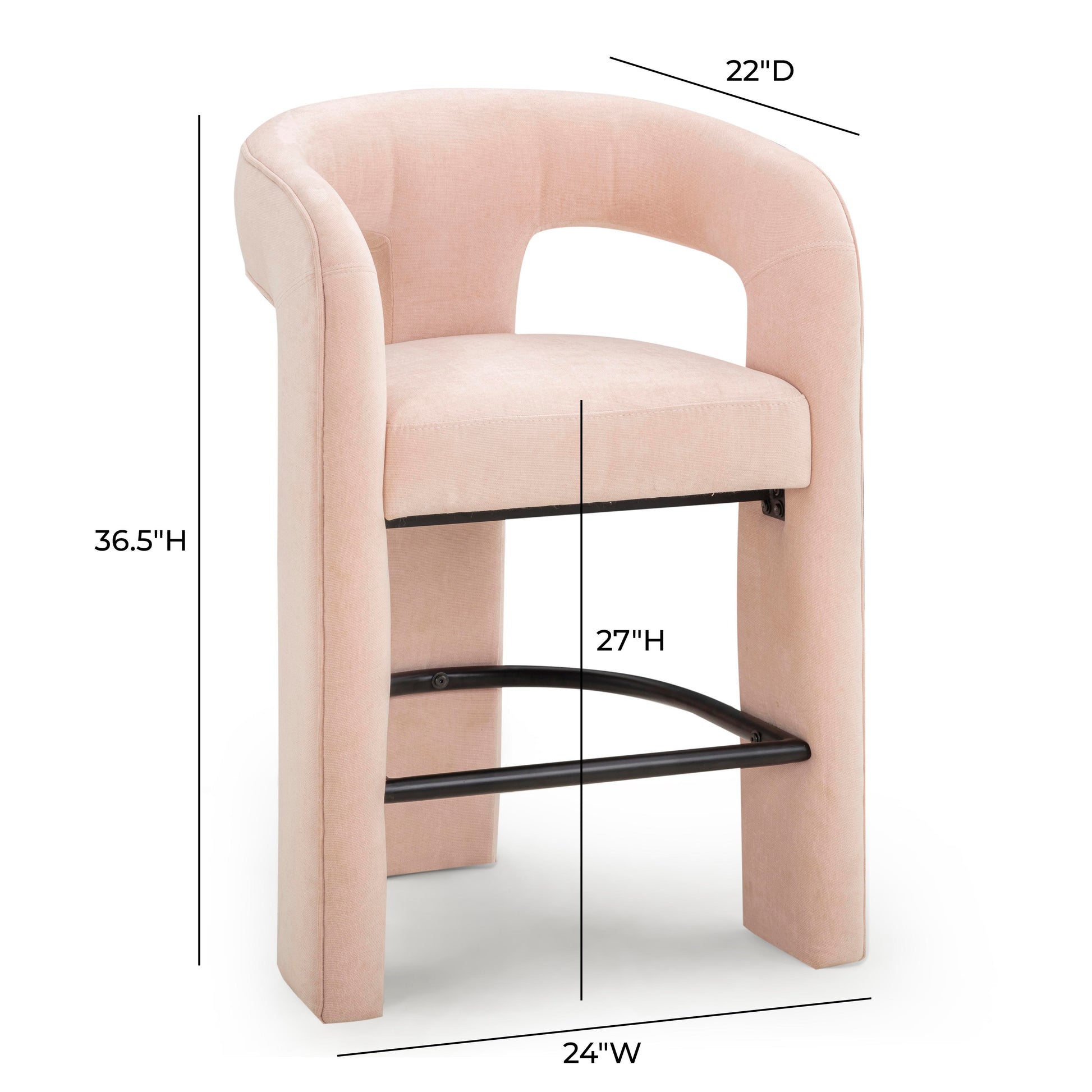 Malone Performance Chenille Stool - Blush / Counter Height - Image 7