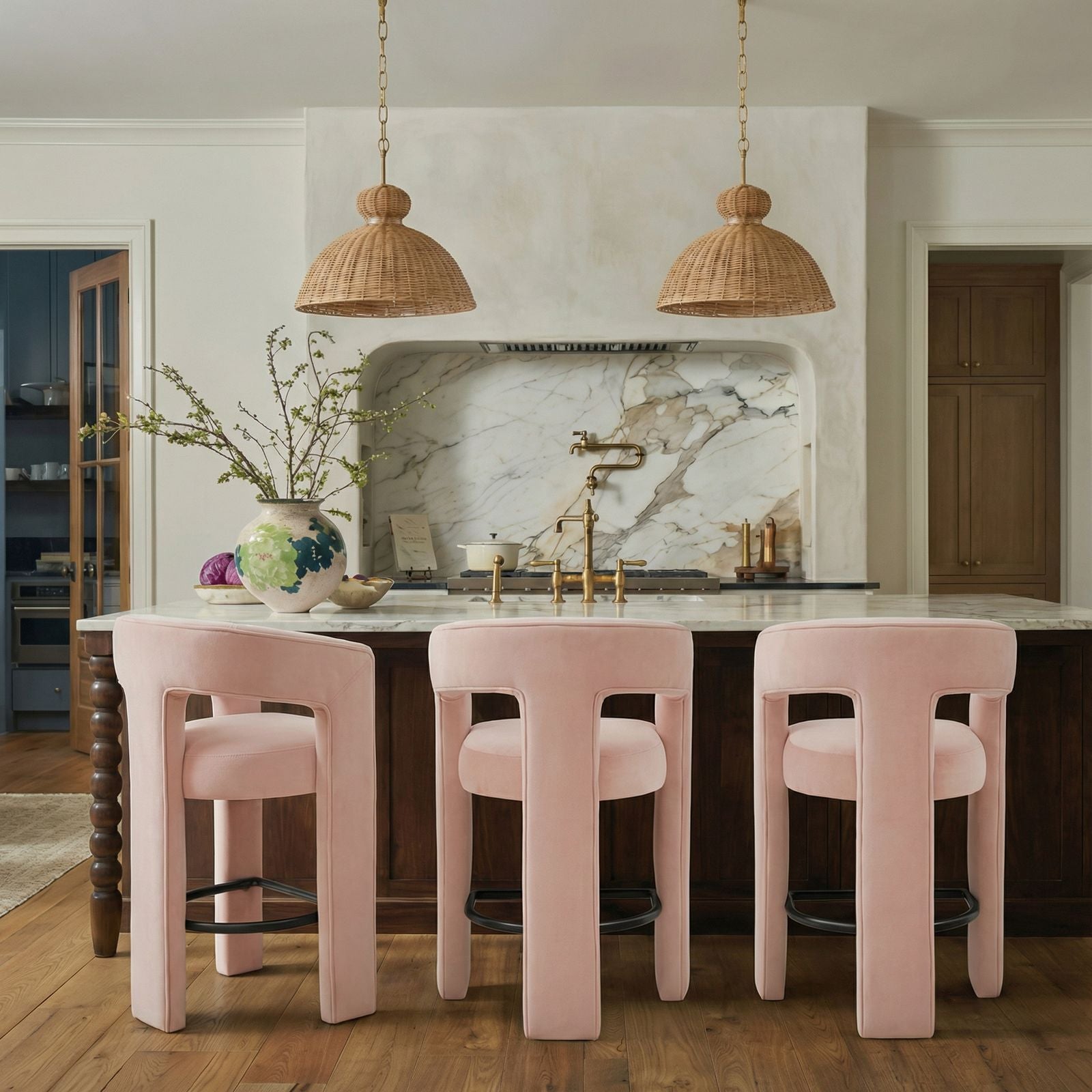 Malone Performance Chenille Stool - Blush / Counter Height - Image 2