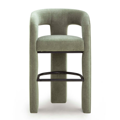Malone Performance Chenille Stool - Green / Bar Height - Image 1