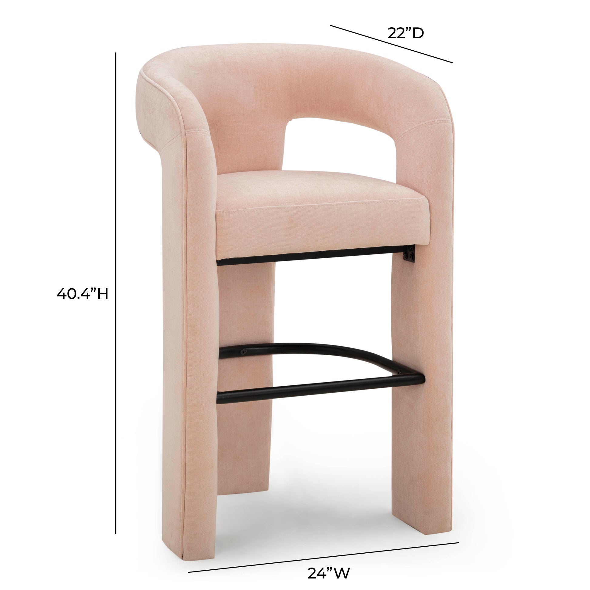 Malone Performance Chenille Stool - Blush / Bar Height - Image 7