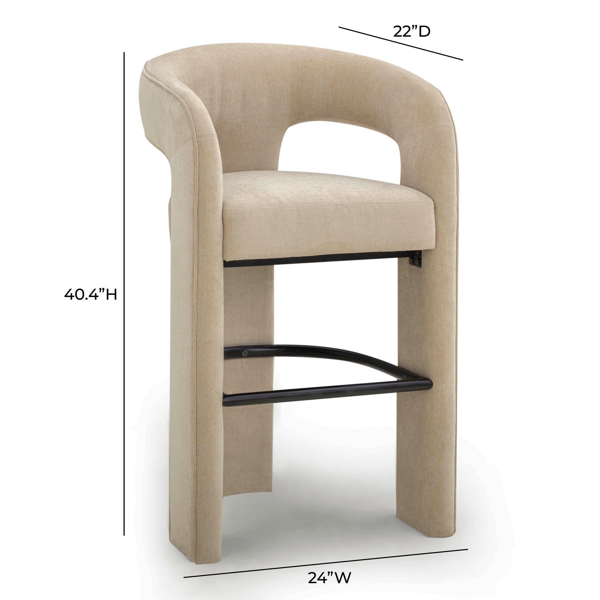 Malone Performance Chenille Stool - Taupe / Bar Height - Image 7