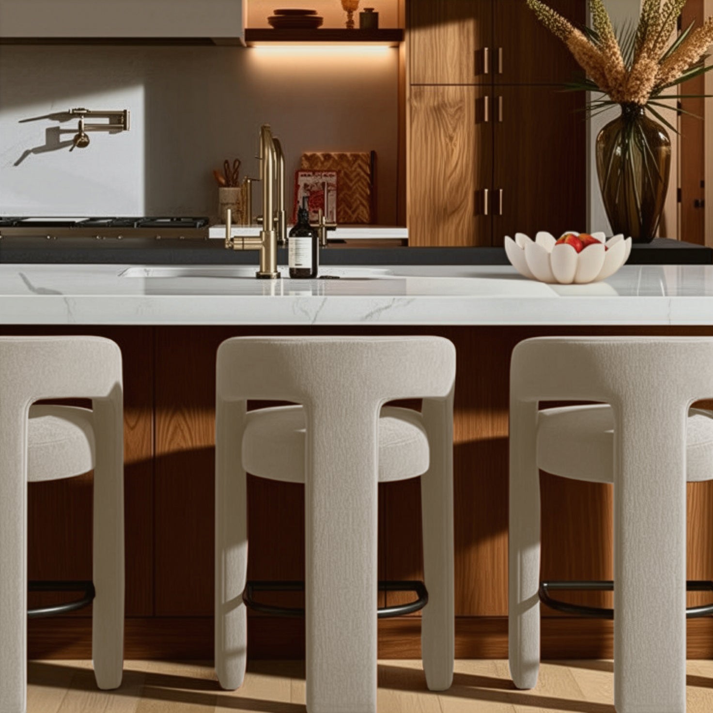 Malone Performance Chenille Stool - Taupe / Bar Height - Image 2
