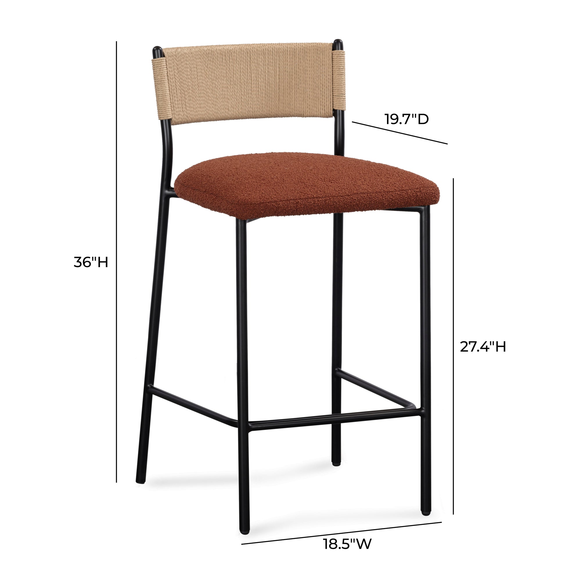 Celine Performance Boucle Stool - Maroon / Counter Height - Image 7