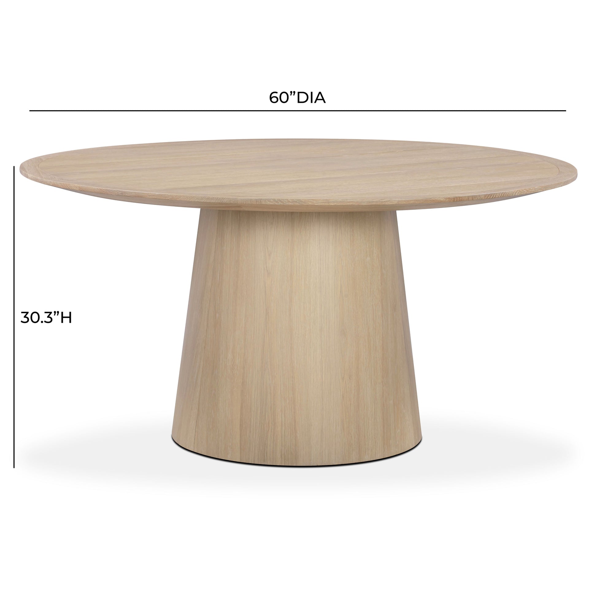 Sahara Round Oak Dining Table (41"-60") - Natural / 60" - Image 5