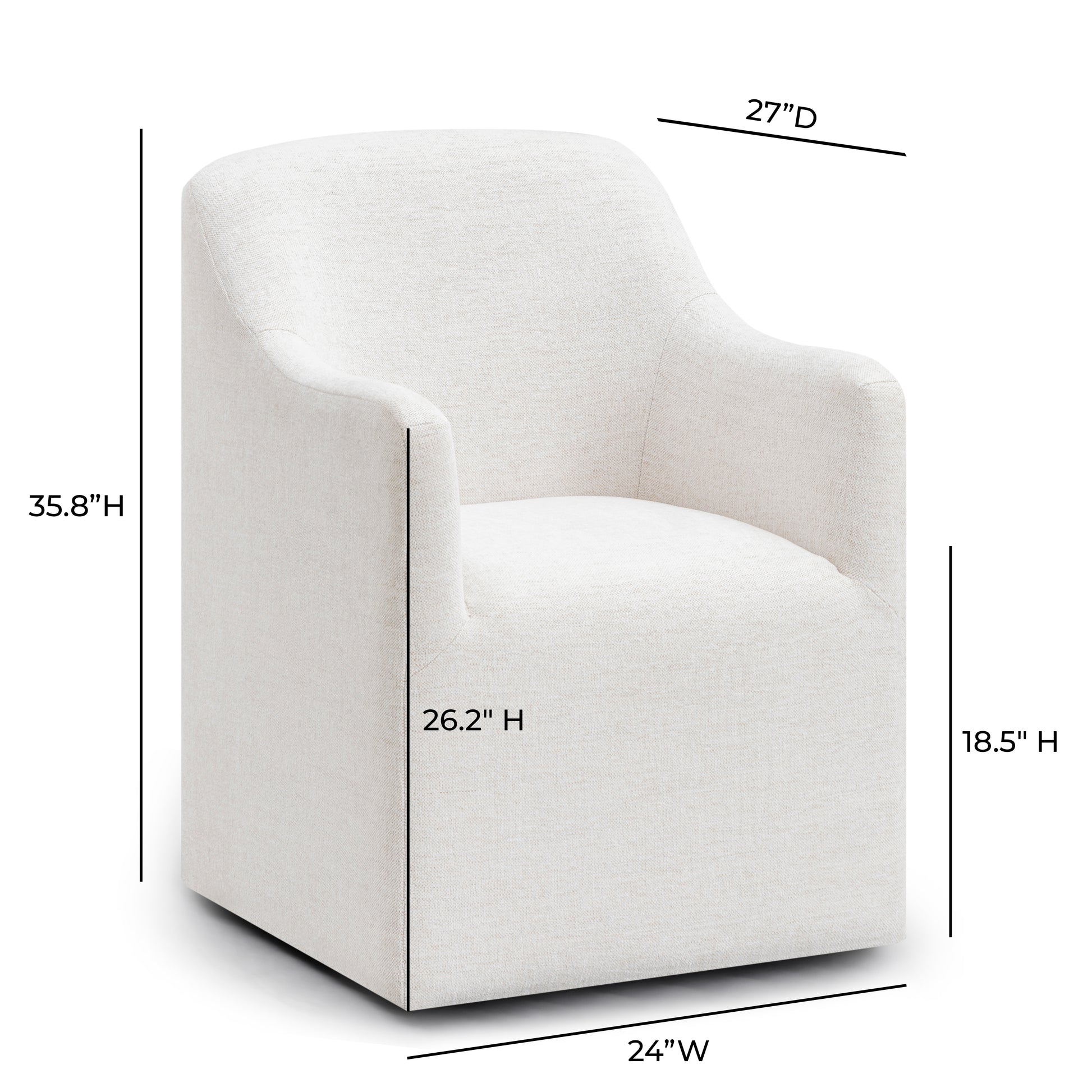 Helena Tall Textured Weave Performance Fabric Dining Chair - Off-White - Image 7