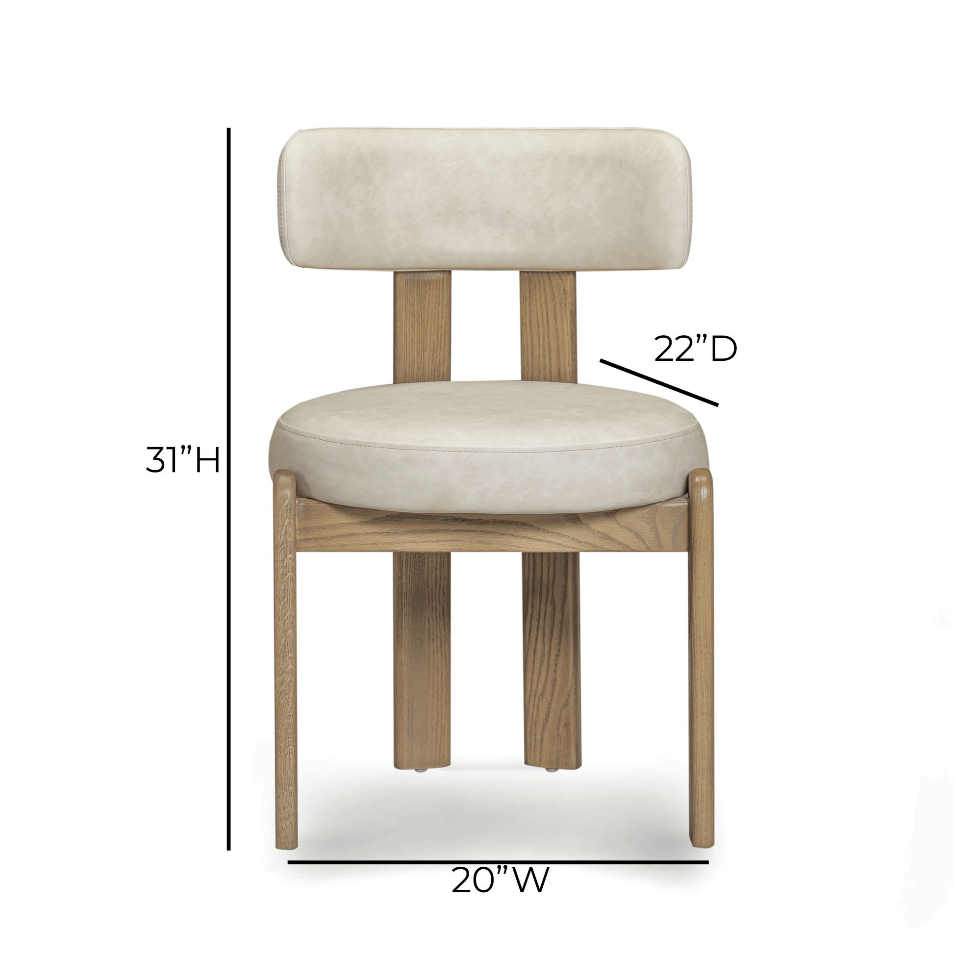 Odessa Performance Vegan Leather Dining Chair - Cream - Image 6