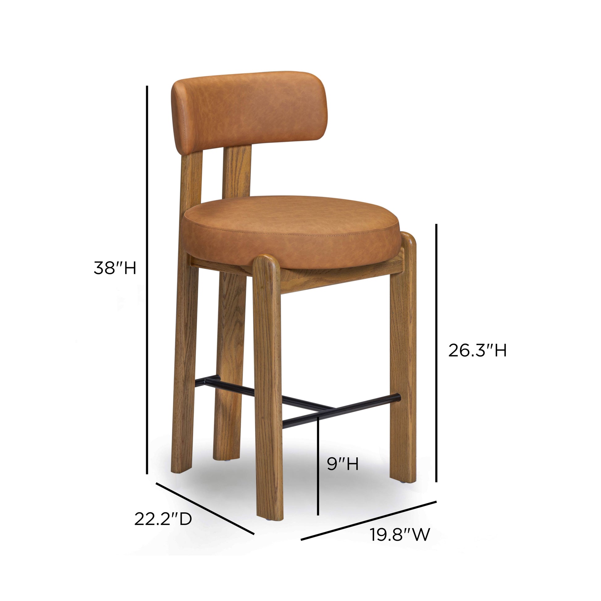 Odessa Performance Vegan Leather Counter Stool - Brown - Image 7