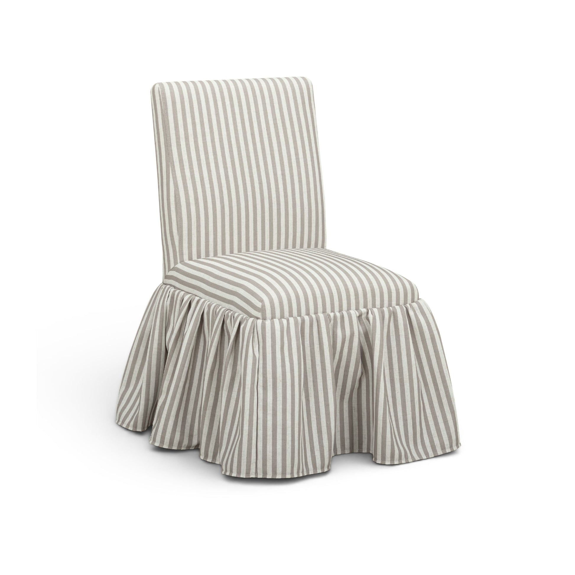 Gertrude Striped Performance Linen Skirted Dining Chair - Khaki - Image 2