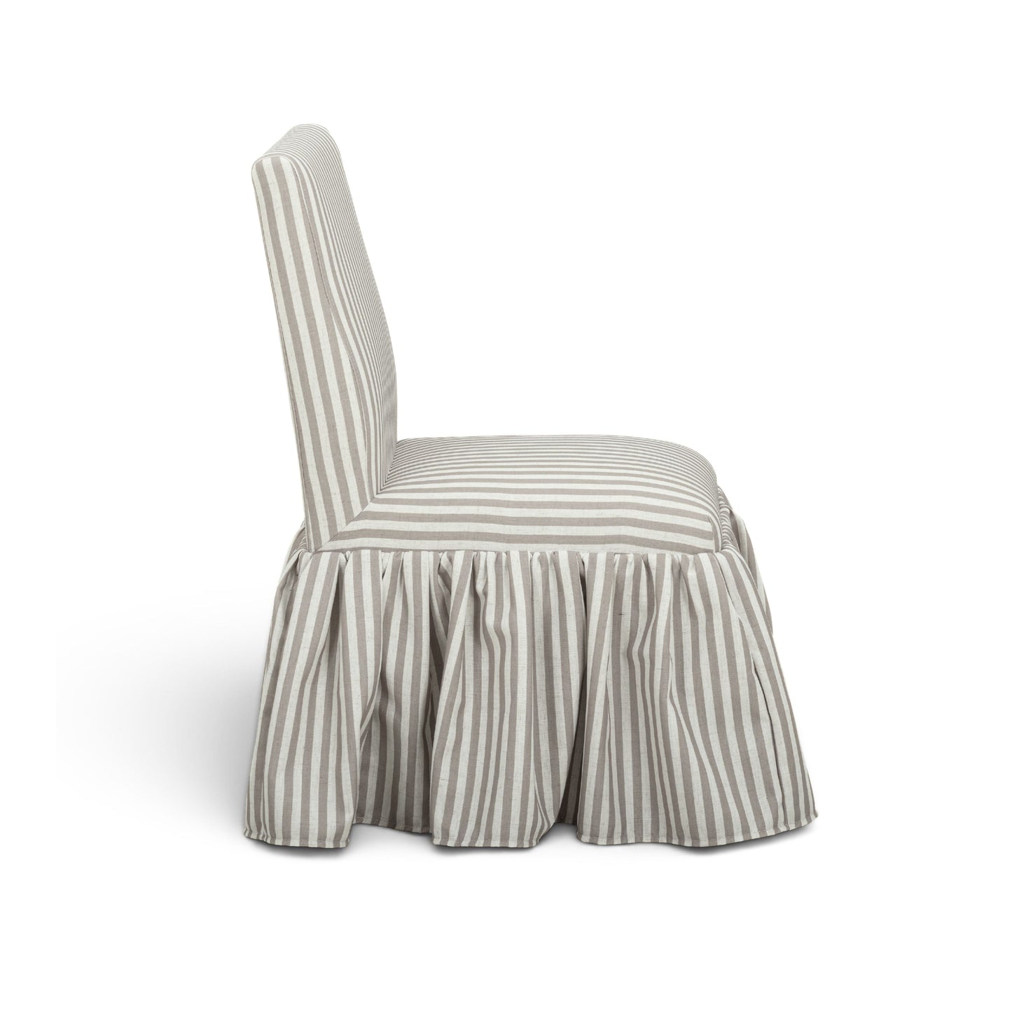 Gertrude Striped Performance Linen Skirted Dining Chair - Khaki - Image 4