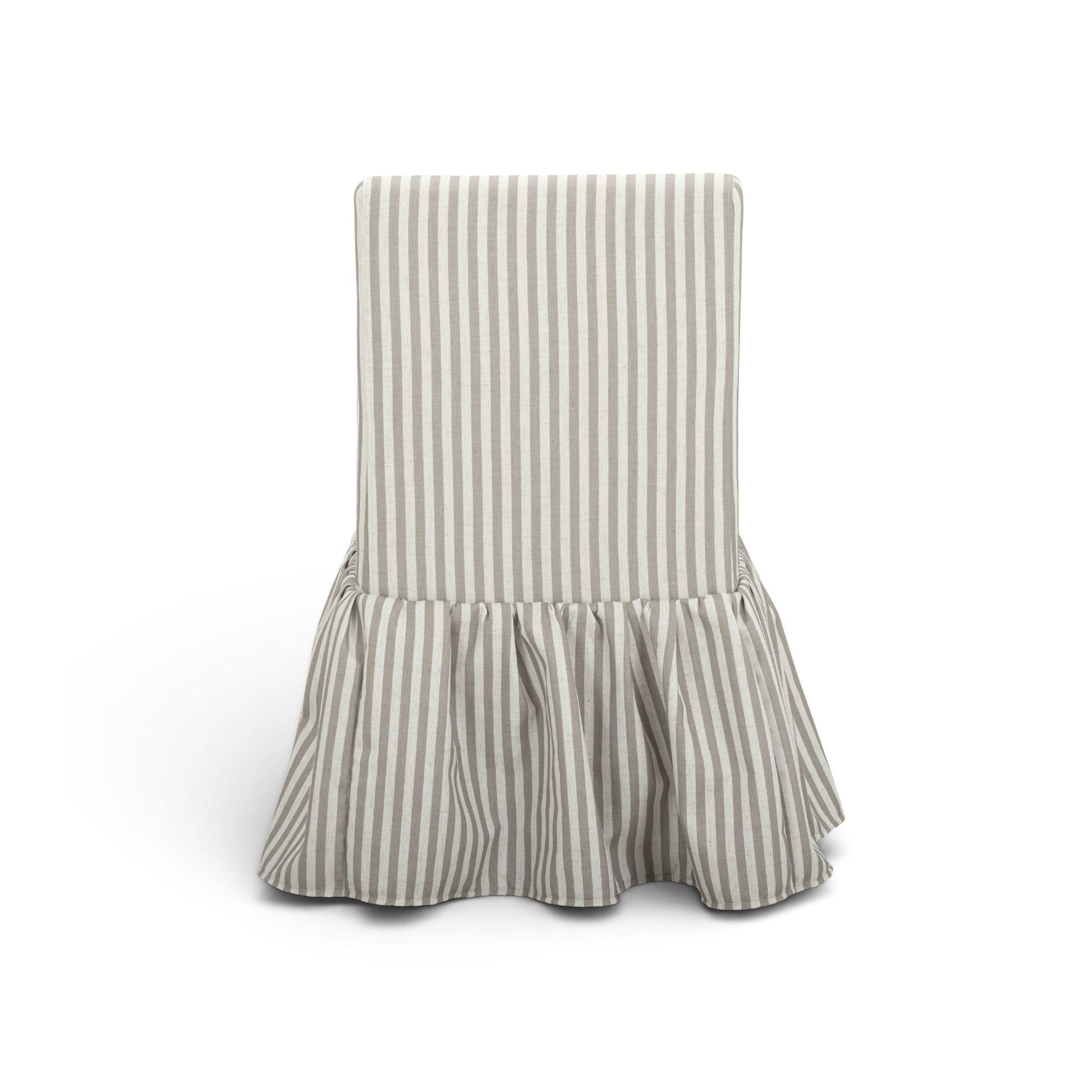 Gertrude Striped Performance Linen Skirted Dining Chair - Khaki - Image 5