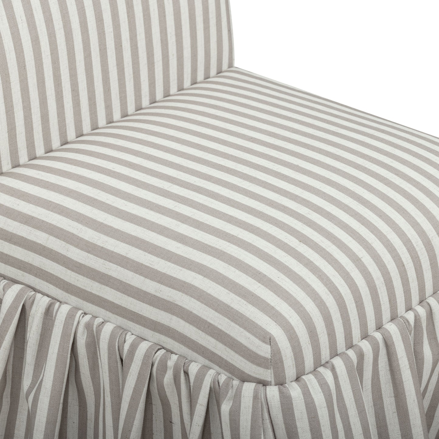 Gertrude Striped Performance Linen Skirted Dining Chair - Khaki - Image 6