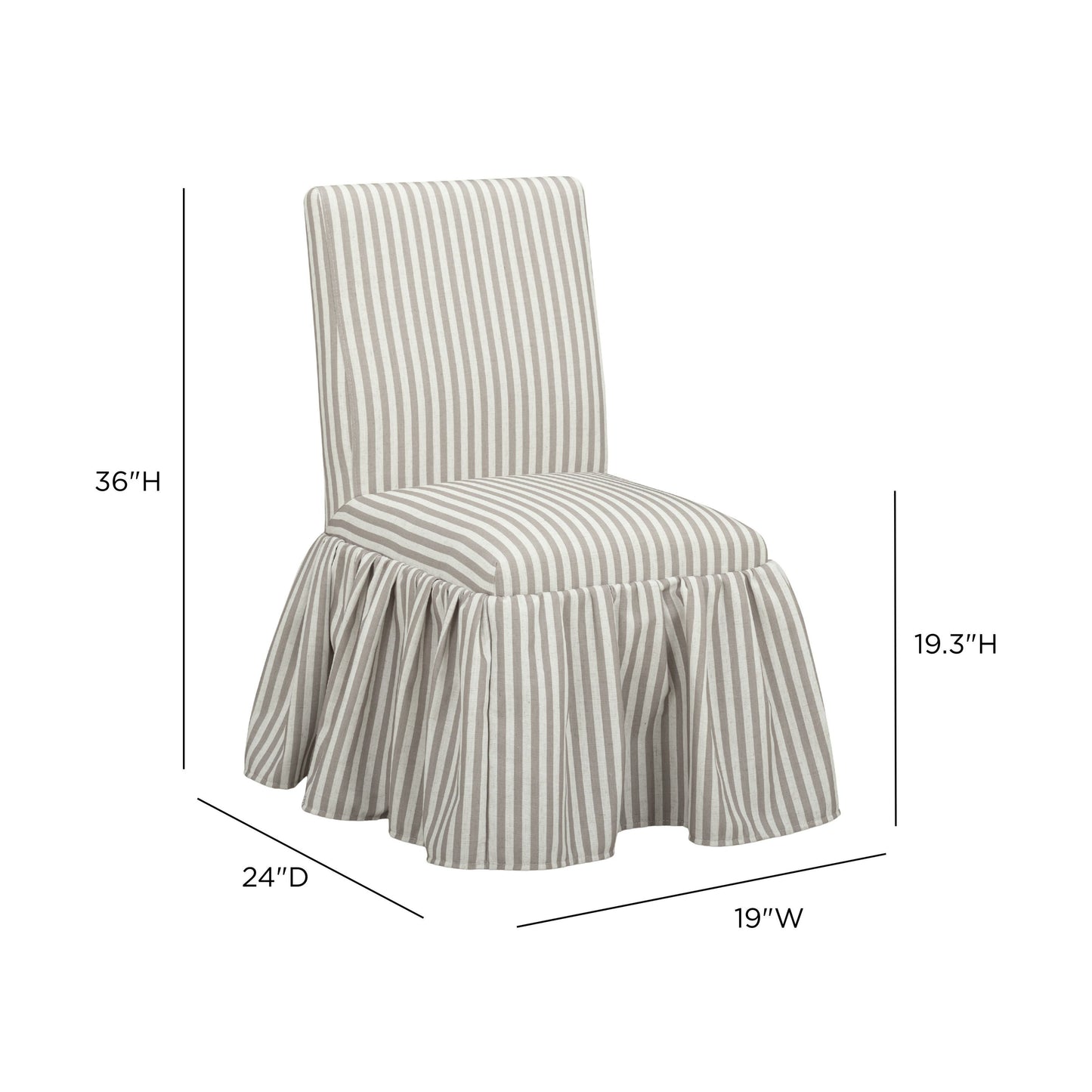 Gertrude Striped Performance Linen Skirted Dining Chair - Khaki - Image 7