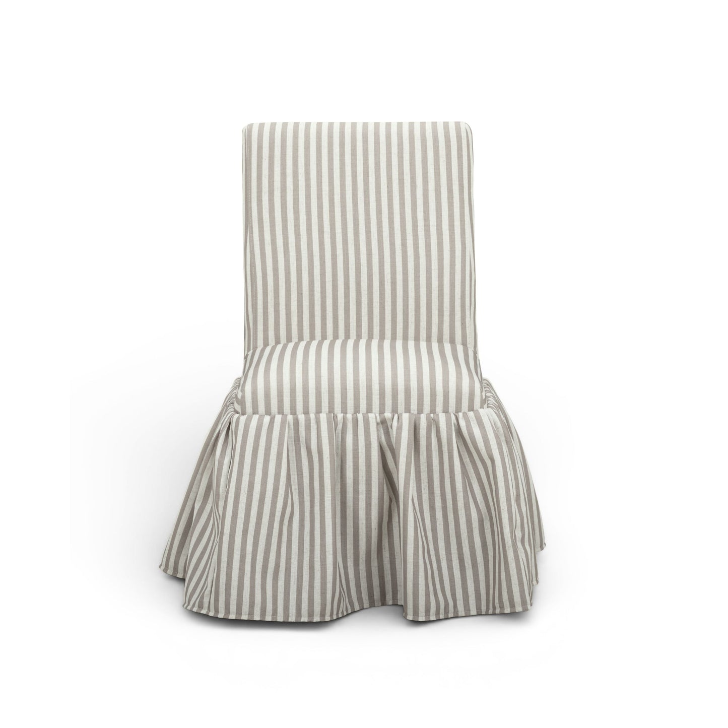 Gertrude Striped Performance Linen Skirted Dining Chair - Khaki - Image 1