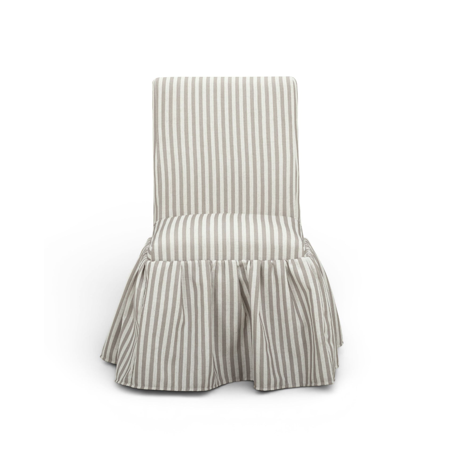 Gertrude Striped Performance Linen Skirted Dining Chair - Khaki - Image 1