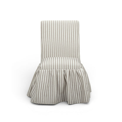 Gertrude Striped Performance Linen Skirted Dining Chair - Khaki - Image 1
