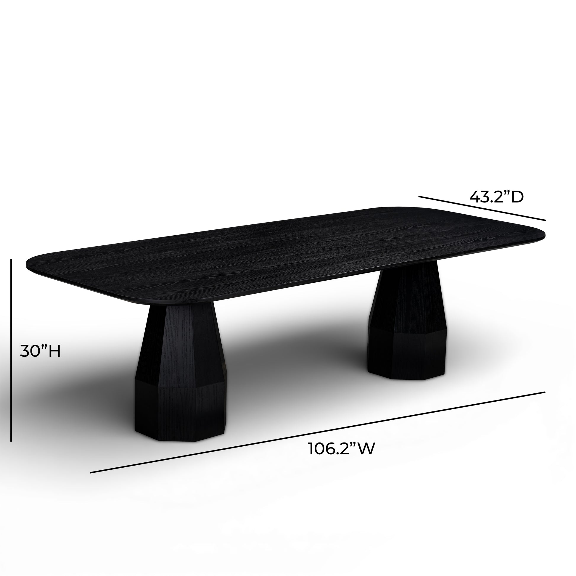 Brocha 106" Ash Wood Rectangular Dining Table - Black - Image 6