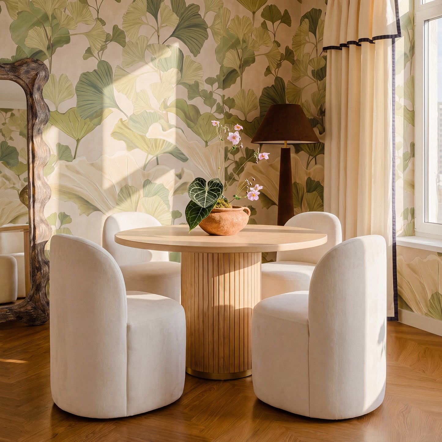 Persa Round Back Performance Chenille Dining Chair - Cream - Image 2