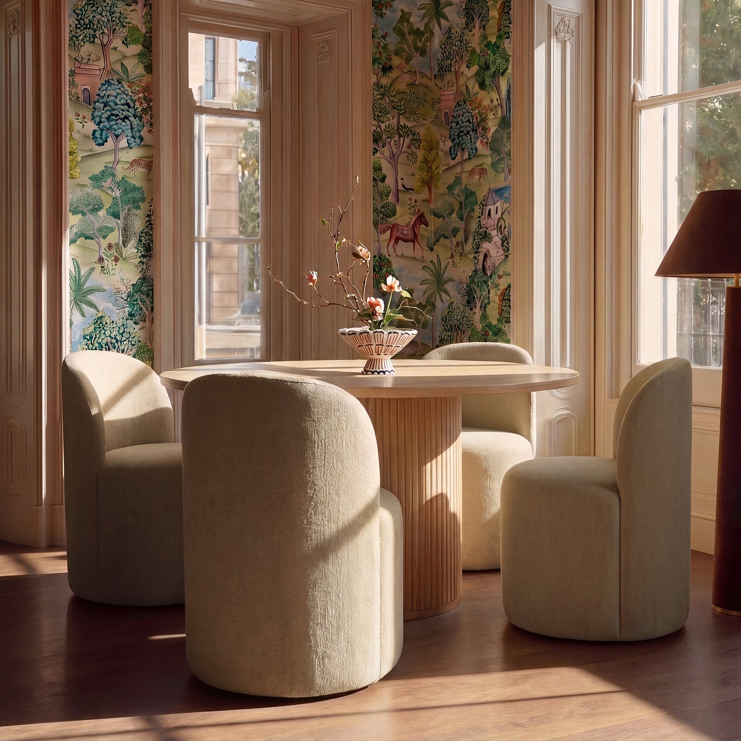 Persa Round Back Performance Chenille Dining Chair - Light Brown - Image 2