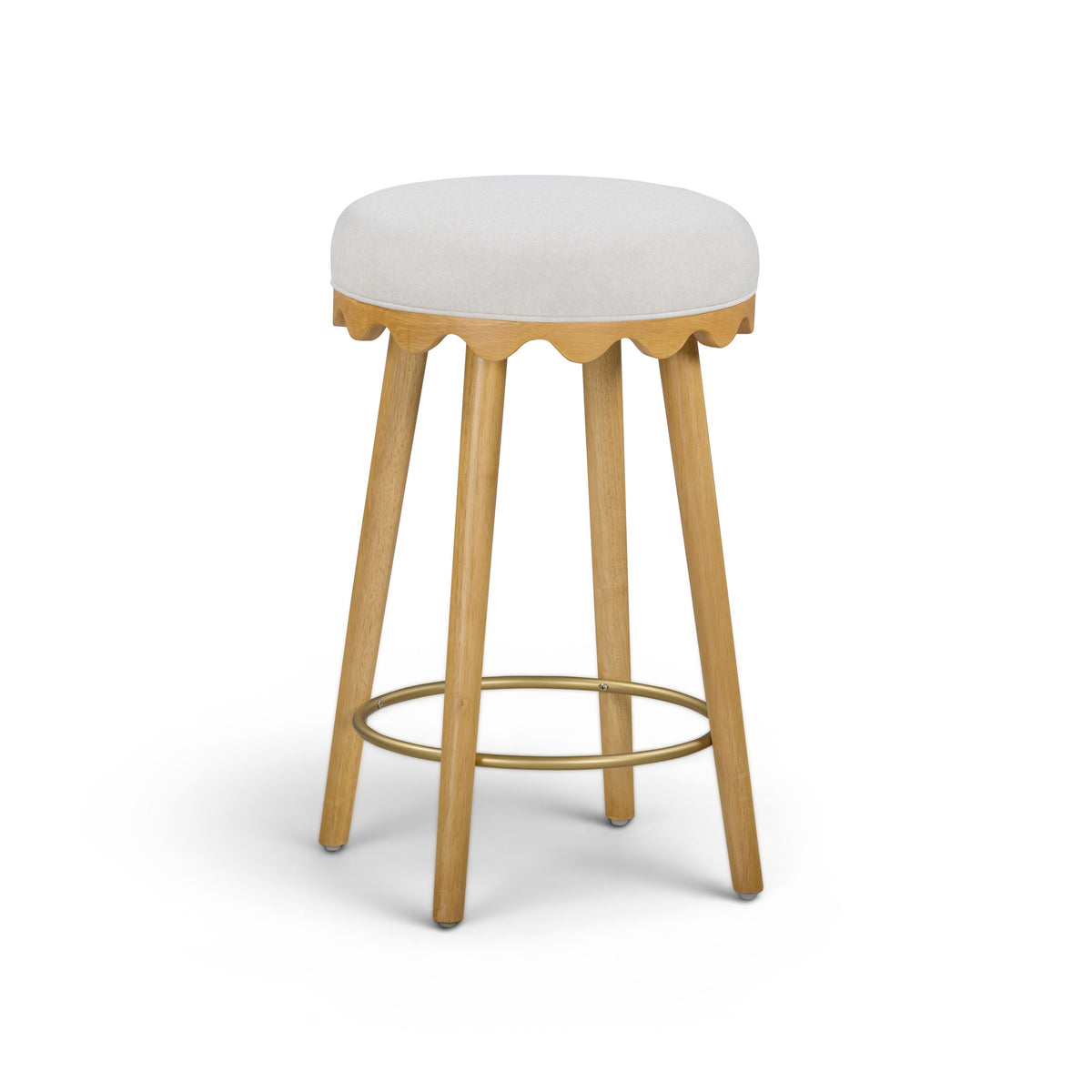 Oodle Performance Vegan Mohair Bar and Counter Stool - Cream / Natural Ash / Counter Height - Image 3
