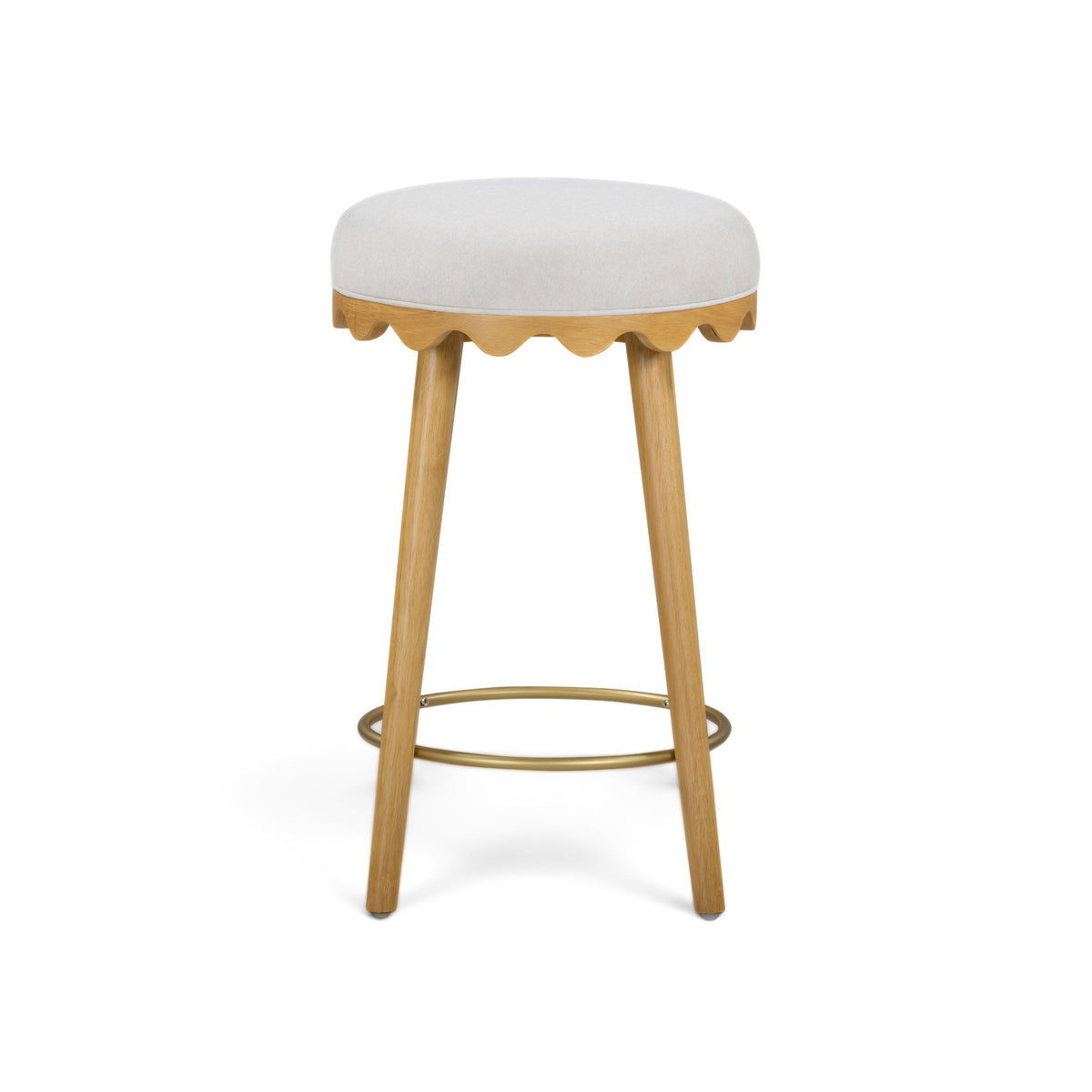 Oodle Performance Vegan Mohair Bar and Counter Stool - Cream / Natural Ash / Counter Height - Image 4