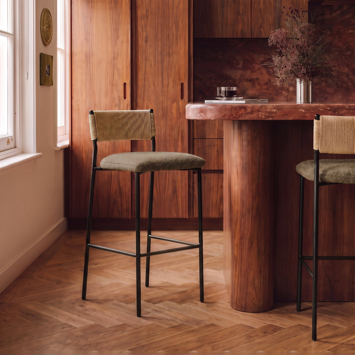 Celine Boucle Bar And Counter Stool - Brown / Bar Height - Image 2