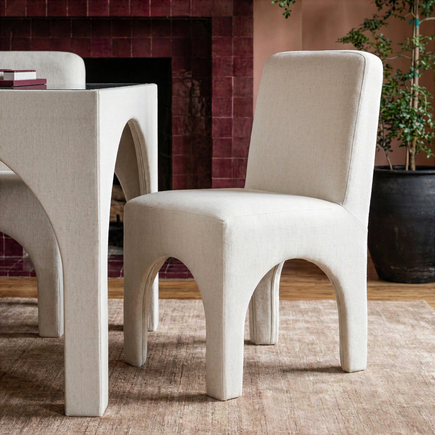 Tomlin Performance Chenille Dining Chair - Cream - Image 2