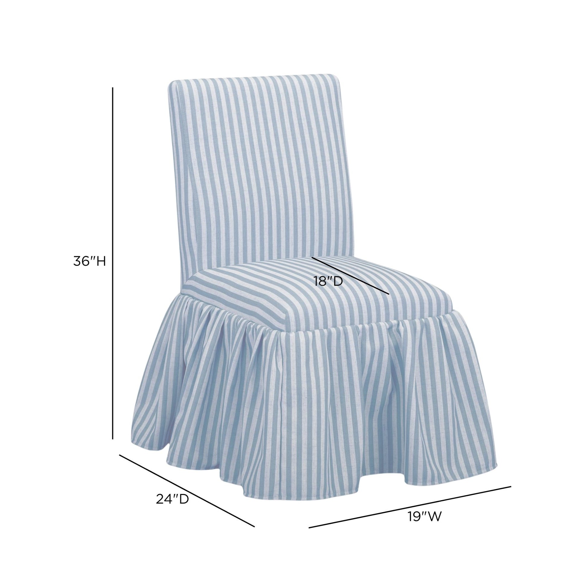 Gertrude Striped Performance Linen Skirted Dining Chair - Blue - Image 6