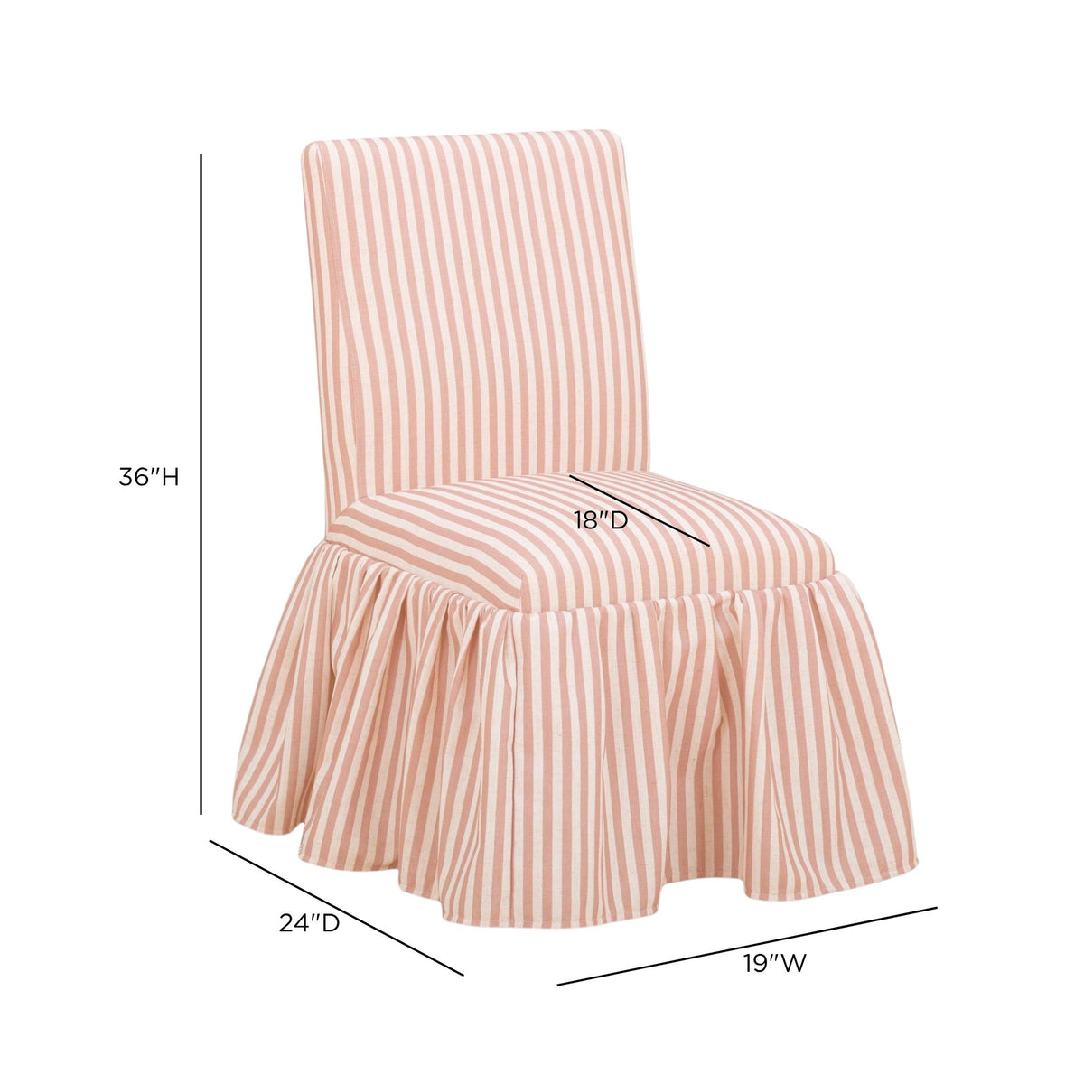 Gertrude Striped Performance Linen Skirted Dining Chair - Pink - Image 6