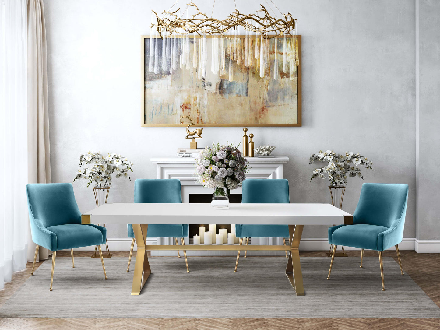 Beatrix Performance Velvet Dining Chair - Sea Blue - Image 2