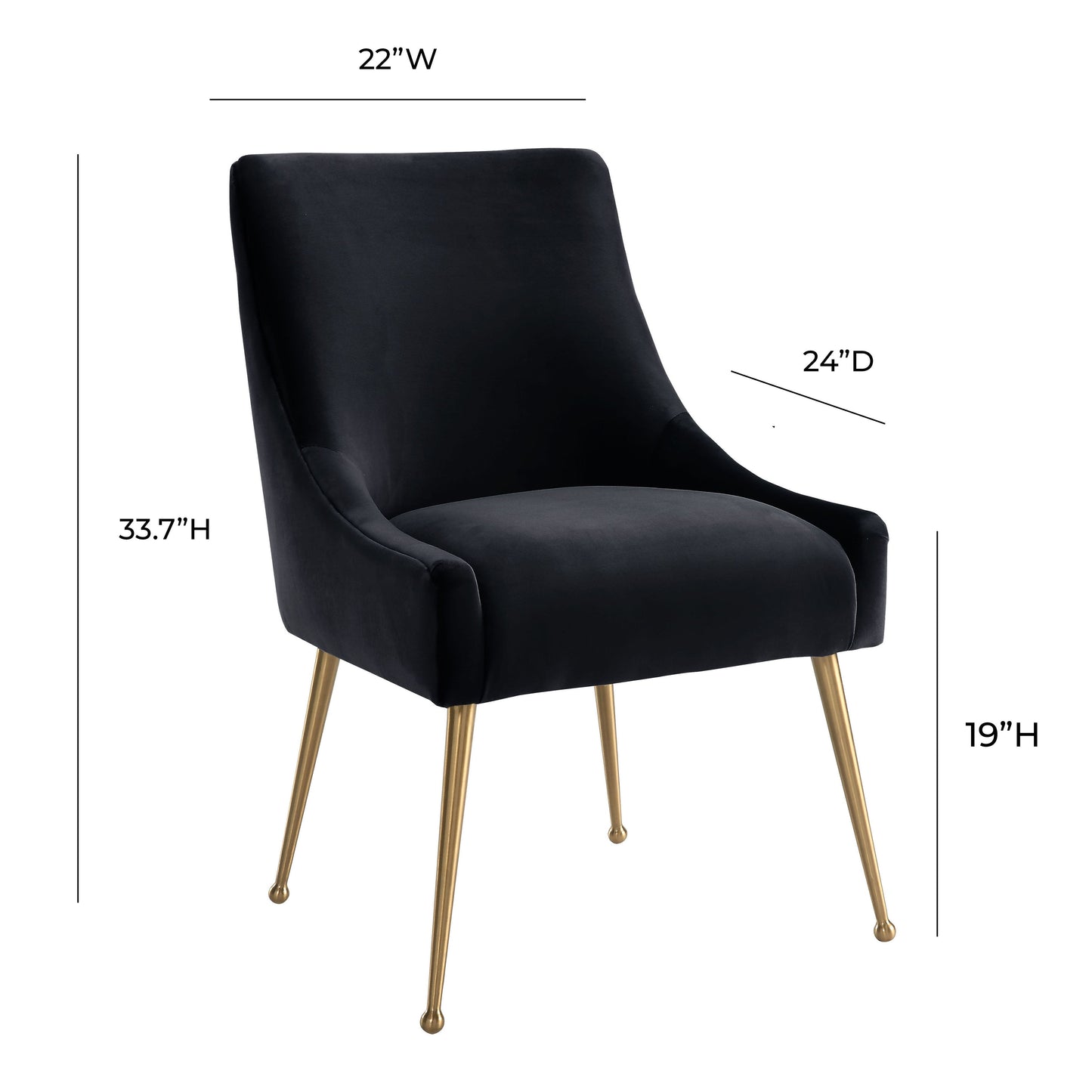 Beatrix Performance Velvet Dining Chair - Black - Image 6