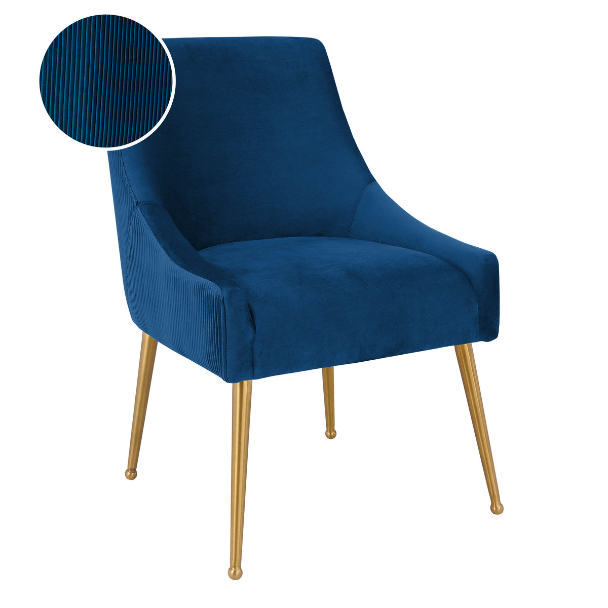Beatrix Pleated Performance Velvet Dining Chair - Navy - Image 1
