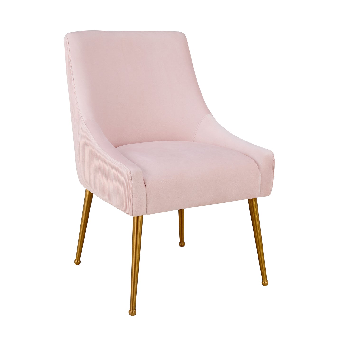 Beatrix Pleated Performance Velvet Dining Chair - Blush - Image 1