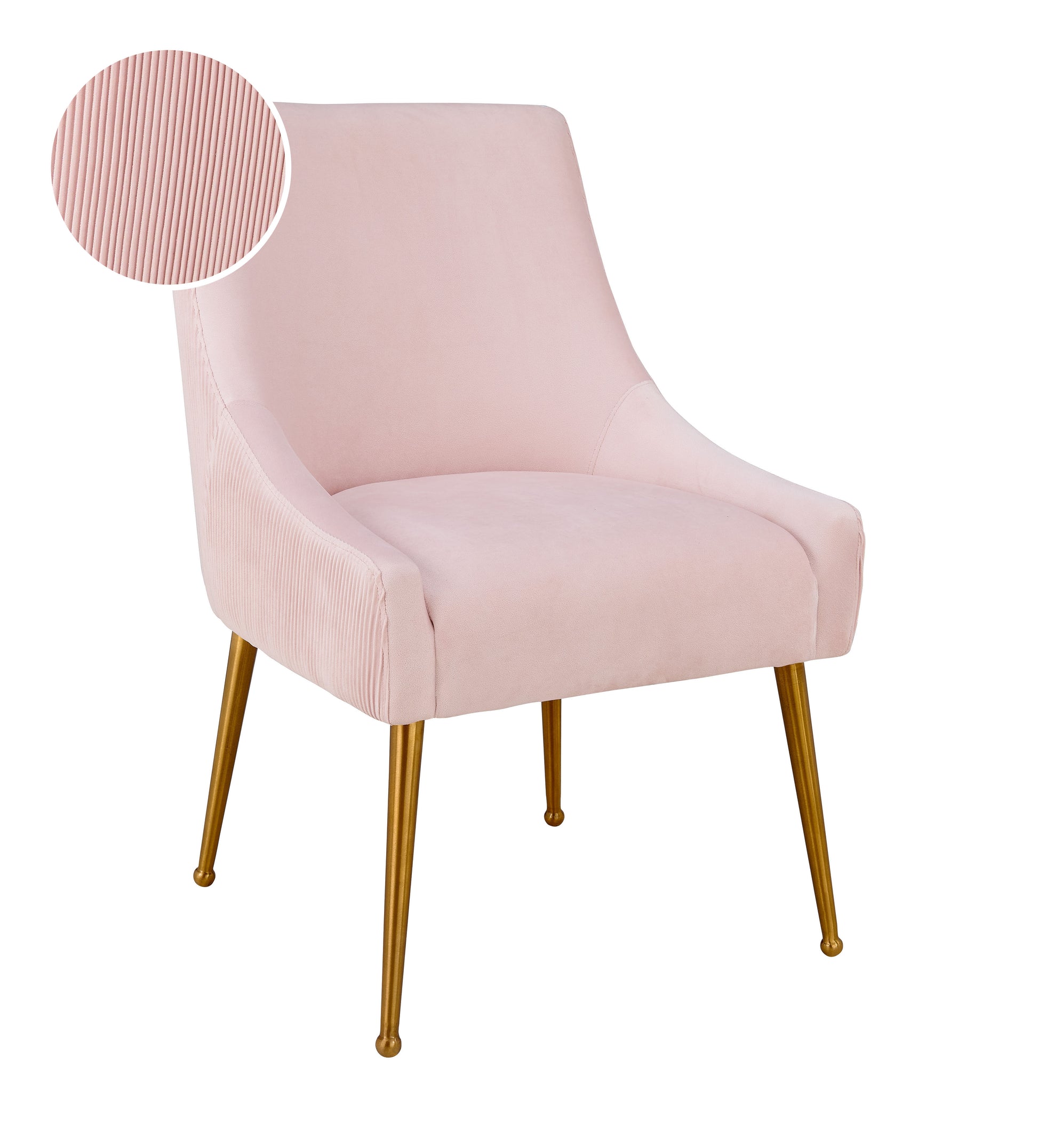 Beatrix Pleated Performance Velvet Dining Chair - Blush - Image 7