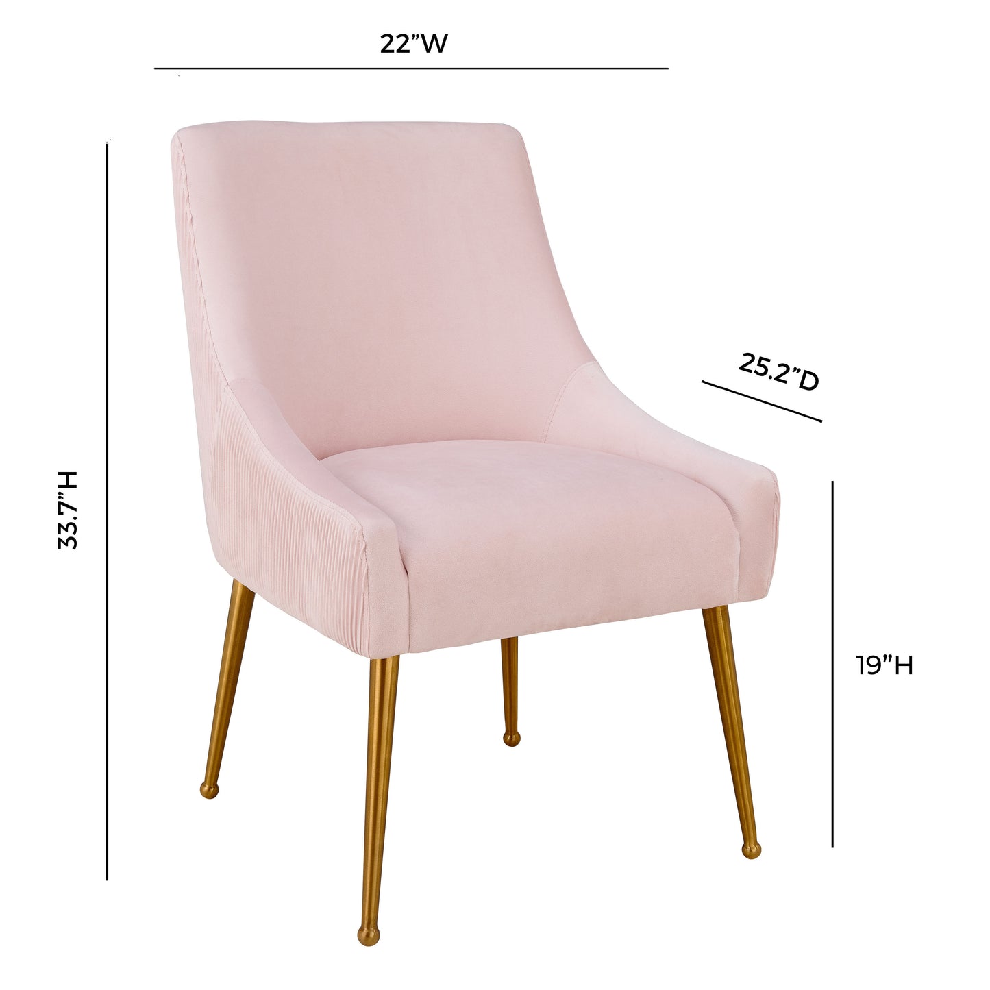 Beatrix Pleated Performance Velvet Dining Chair - Blush - Image 6