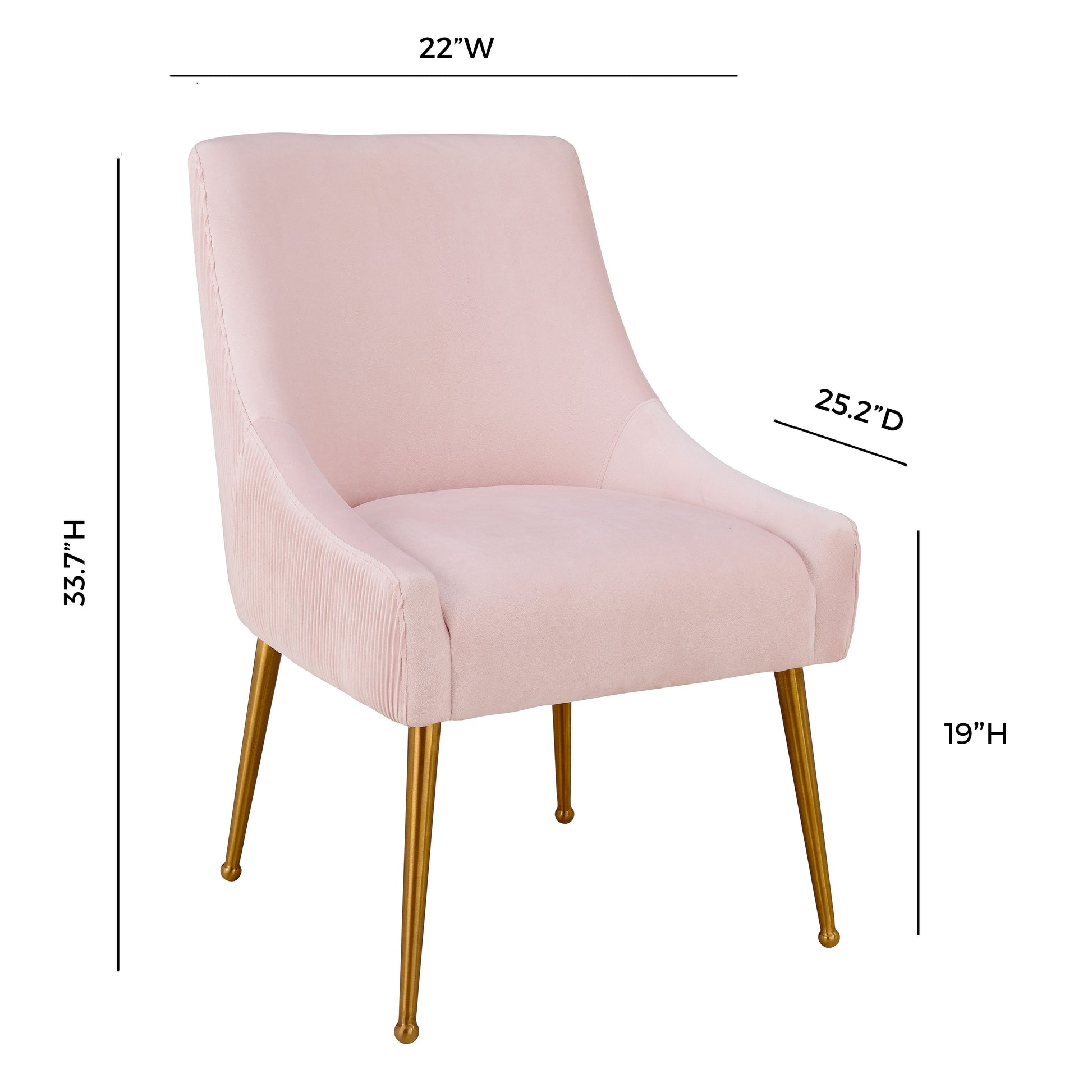 Beatrix Pleated Performance Velvet Dining Chair - Blush - Image 6
