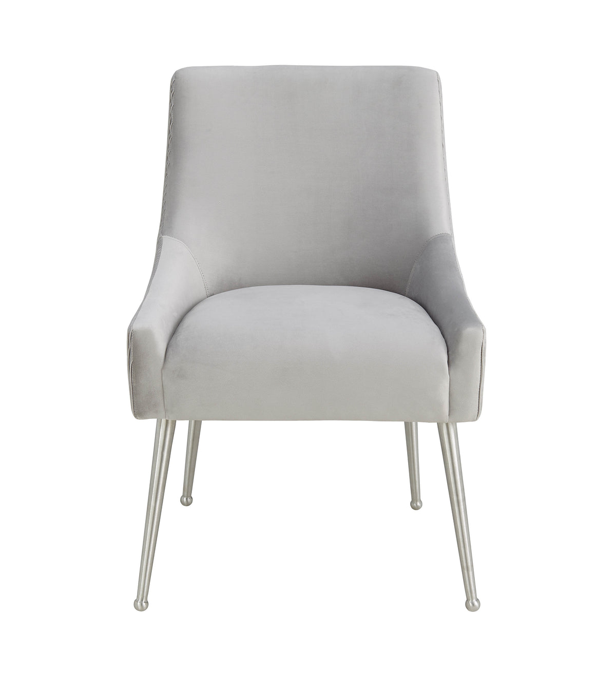 Beatrix Pleated Performance Velvet Dining Chair - Light Grey/Silver - Image 3