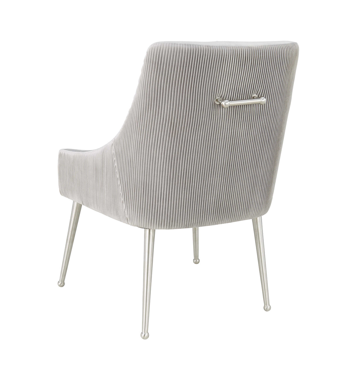 Beatrix Pleated Performance Velvet Dining Chair - Light Grey/Silver - Image 4