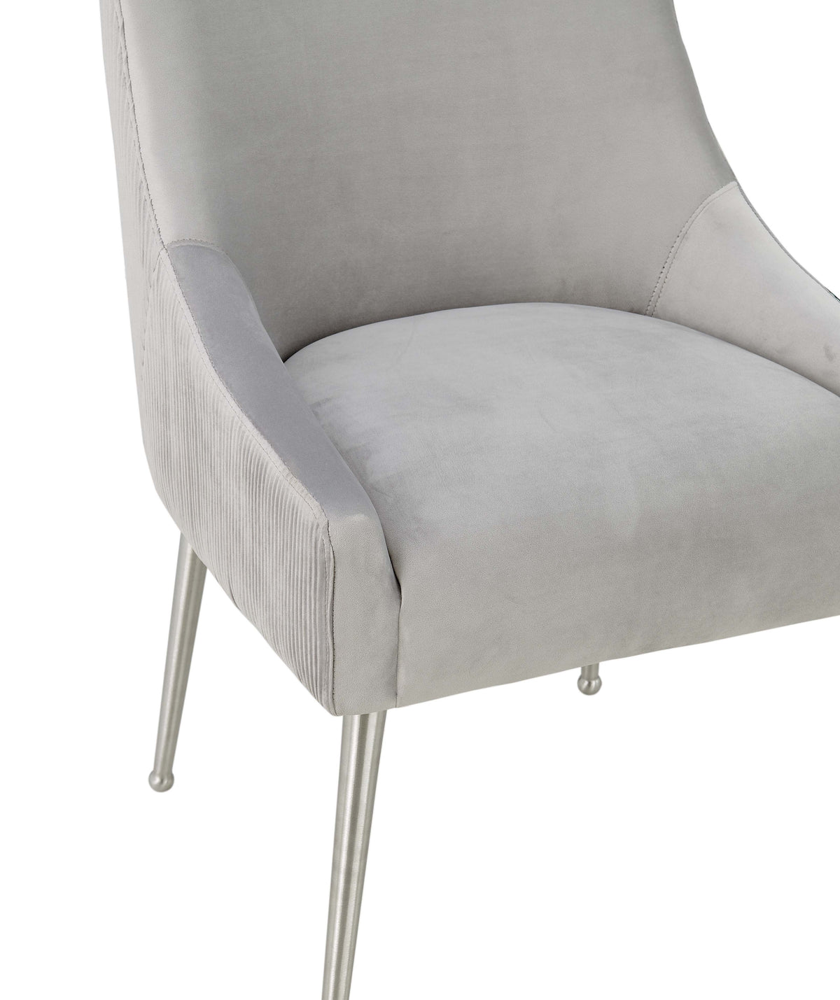 Beatrix Pleated Performance Velvet Dining Chair - Light Grey/Silver - Image 5