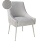 Beatrix Pleated Performance Velvet Dining Chair - Light Grey/Silver - Image 6