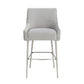 Beatrix Pleated Performance Velvet Stool - Light Grey / Bar Height - Image 3