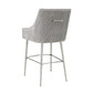 Beatrix Pleated Performance Velvet Stool - Light Grey / Bar Height - Image 4