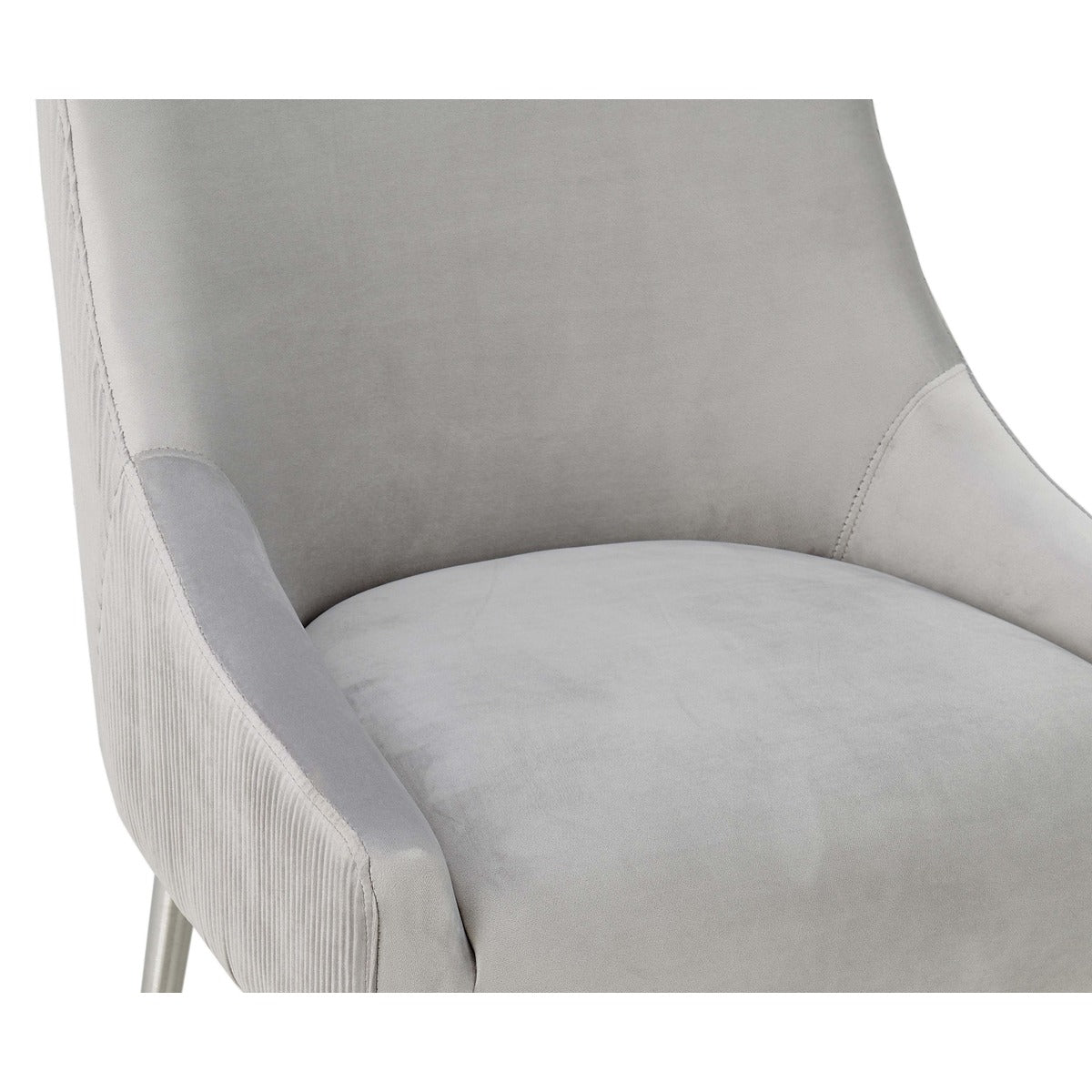 Beatrix Pleated Performance Velvet Stool - Light Grey / Bar Height - Image 5