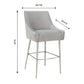 Beatrix Pleated Performance Velvet Stool - Light Grey / Bar Height - Image 6