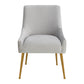 Beatrix Pleated Performance Velvet Dining Chair - Light Grey/Gold - Image 3
