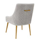 Beatrix Pleated Performance Velvet Dining Chair - Light Grey/Gold - Image 4