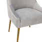 Beatrix Pleated Performance Velvet Dining Chair - Light Grey/Gold - Image 5