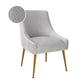 Beatrix Pleated Performance Velvet Dining Chair - Light Grey/Gold - Image 7