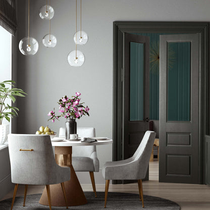 Beatrix Pleated Performance Velvet Dining Chair - Light Grey/Gold - Image 1