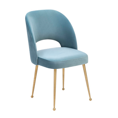 Swell Performance Velvet Dining Chair - Sea Blue - Image 1