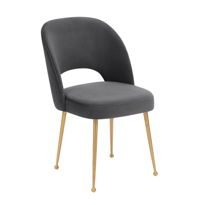 Swell Performance Velvet Dining Chair - Dark Grey - Image 1